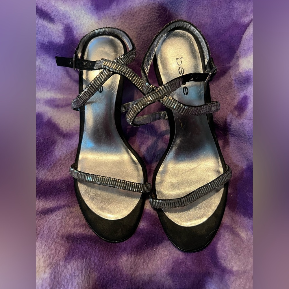 🖤Bebe Black Heeled Sandals with Straps
